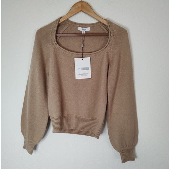 Billie The Label Sweaters - Billie The Label Cappuccino Long Balloon Sleeve Scoop Neck Harlow Sweater XS